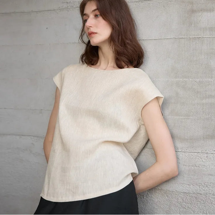 Claudette Cap Sleeve Linen Top
