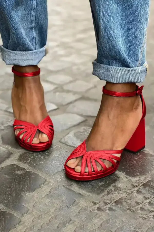 Fiammella Caged Block Heel Sandals