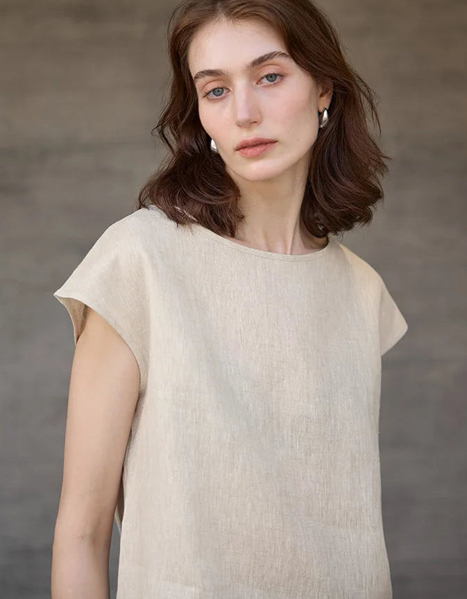 Claudette Cap Sleeve Linen Top