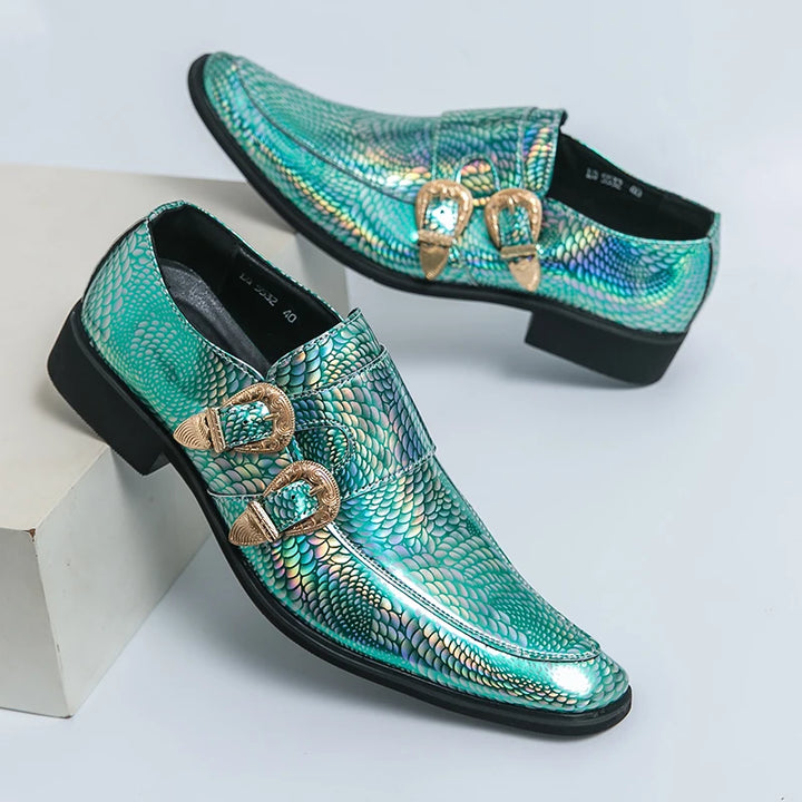 Iridiana Buckle Snake Loafers