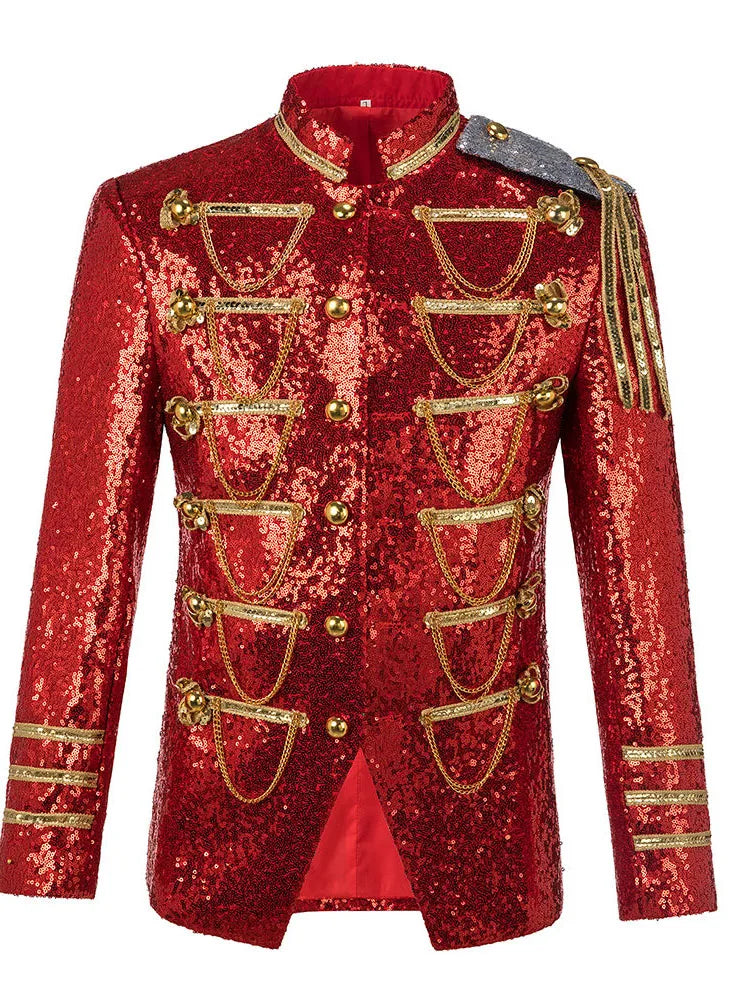 Tamburino Chain-Front Sequin Blazer