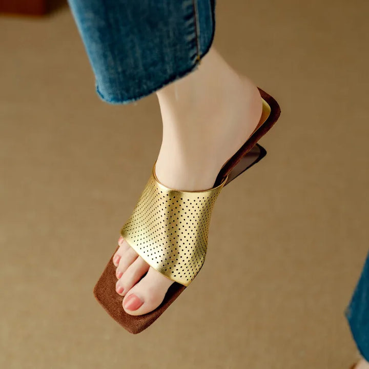 Punzone Perforated Leather Mules