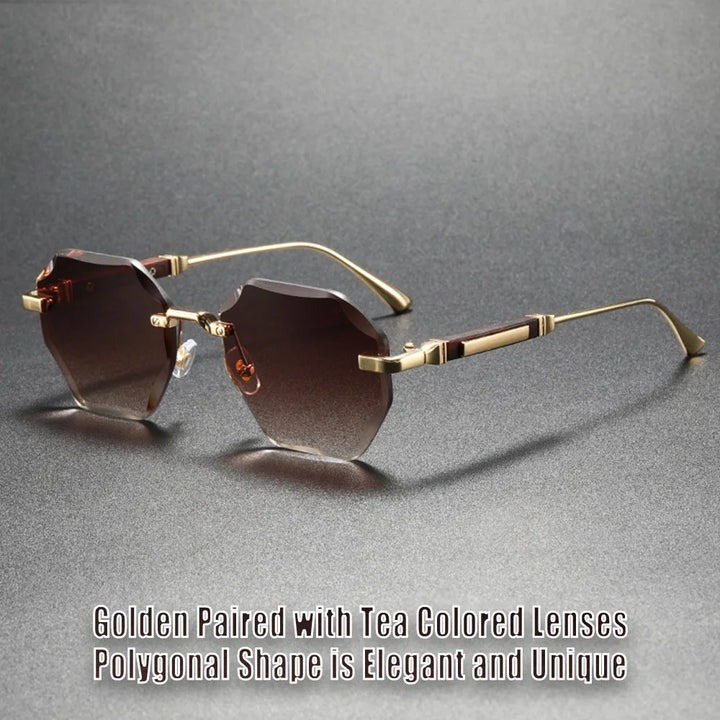 Sfaccettato Rimless Polygon Sunglasses