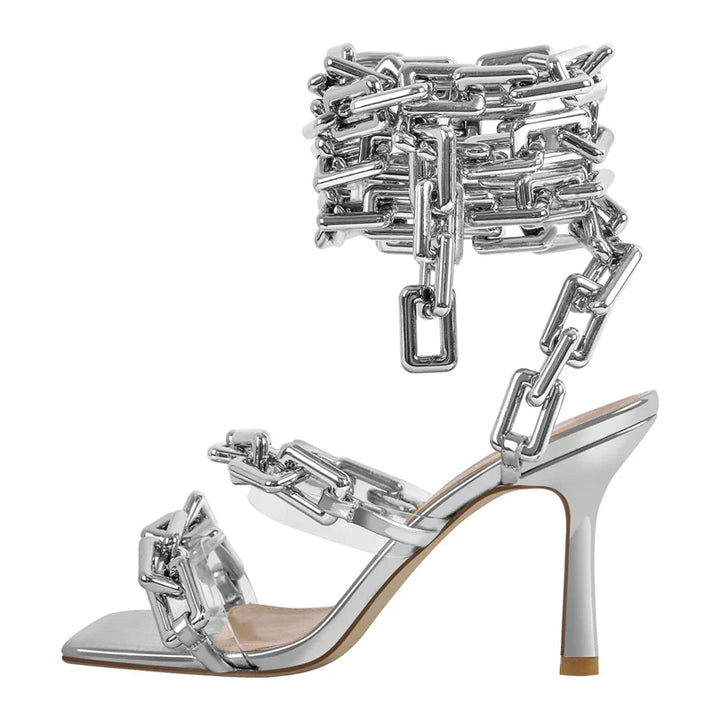 Manetta Chain-Wrap Stiletto Sandals
