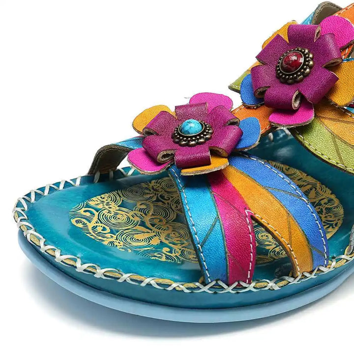 Giardino Floral Leather Sandals