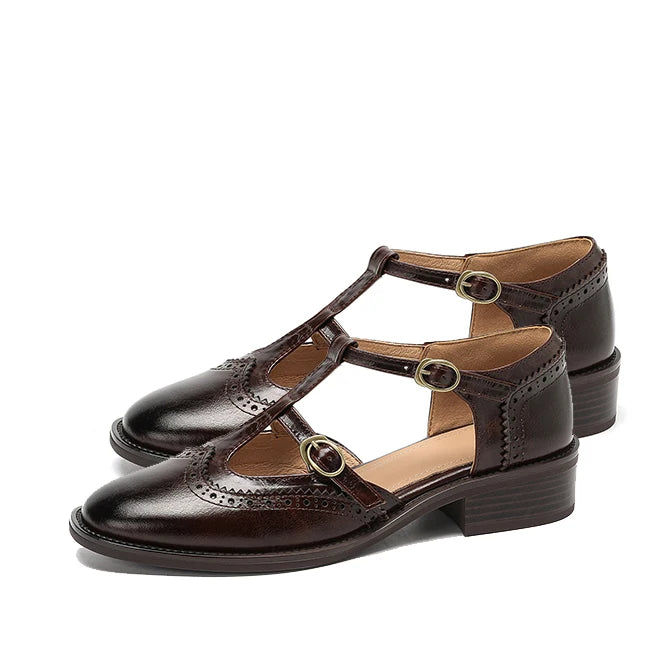 Carmine Leather Mary Janes