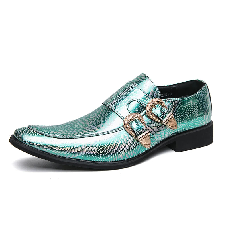 Iridiana Buckle Snake Loafers