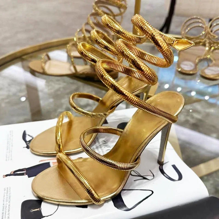 Spirale Coil Ankle-Wrap Sandals