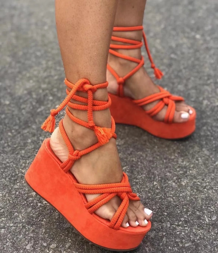 Nodino Braided Rope Platform Wedges