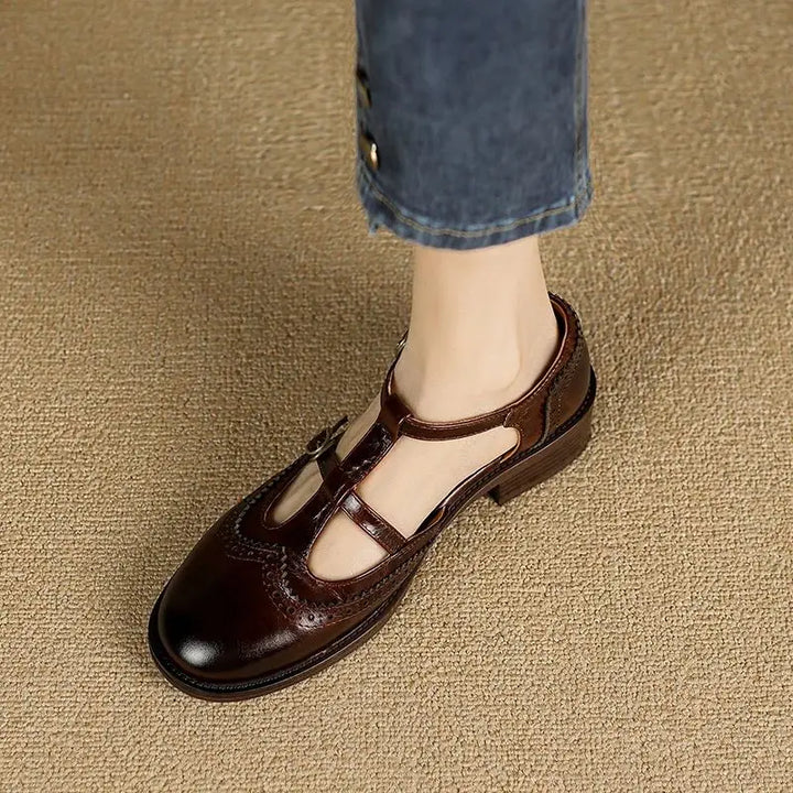 Carmine Leather Mary Janes
