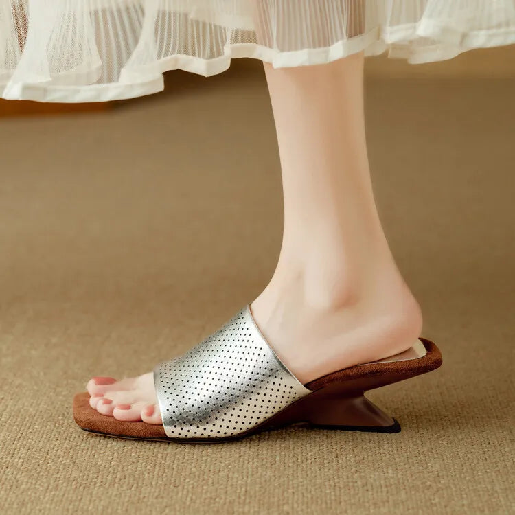 Punzone Perforated Leather Mules
