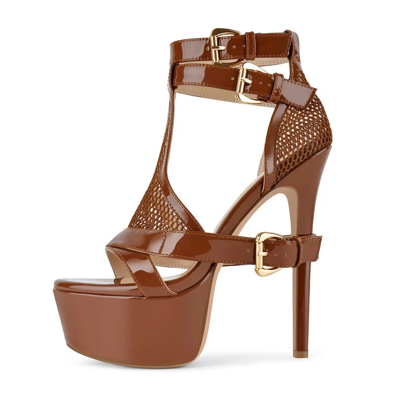 Rete Mesh Platform Stiletto Sandals