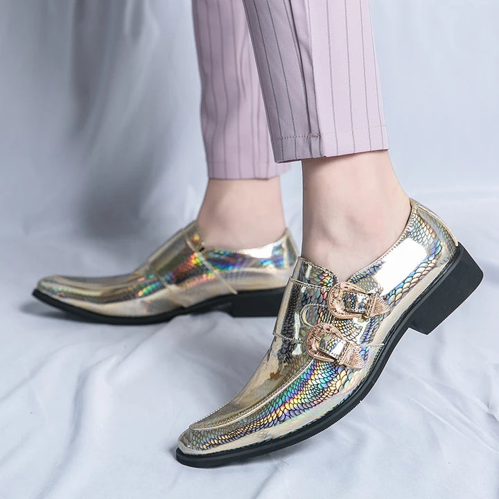 Iridiana Buckle Snake Loafers