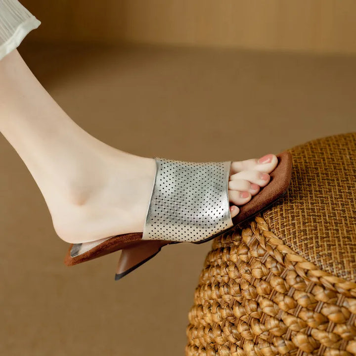 Punzone Perforated Leather Mules