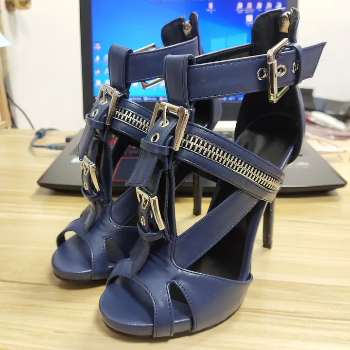Cerniera Zipper T-Strap Stiletto Sandals