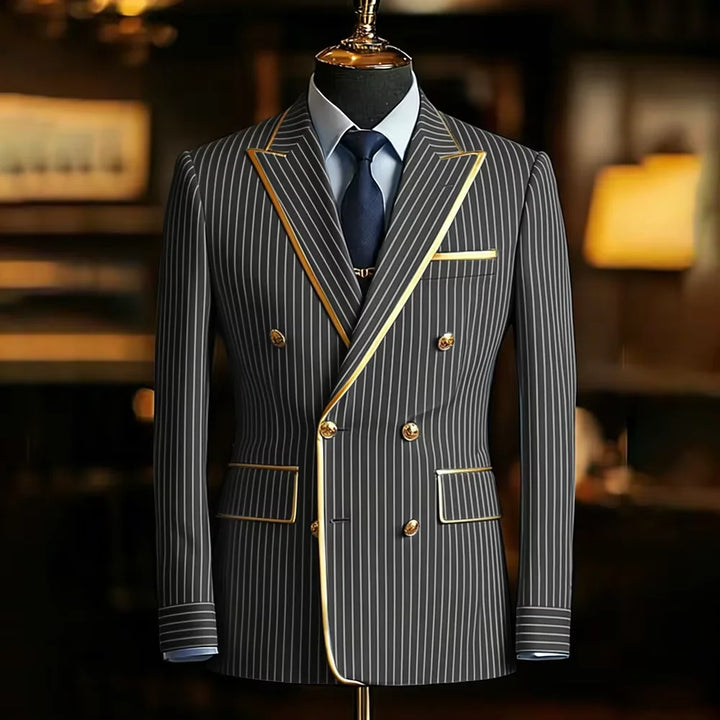 Doratura Gold-Trim Pinstripe Blazer