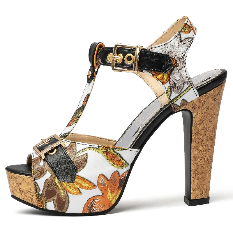 Fiorella Floral T-Strap Sandals