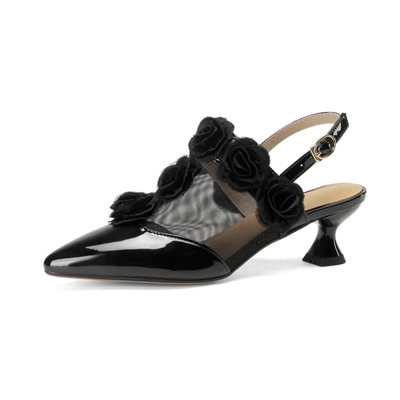 Rosellina Floral Mesh Slingback Pumps