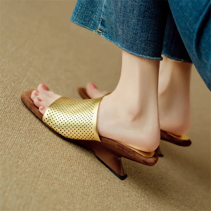 Punzone Perforated Leather Mules