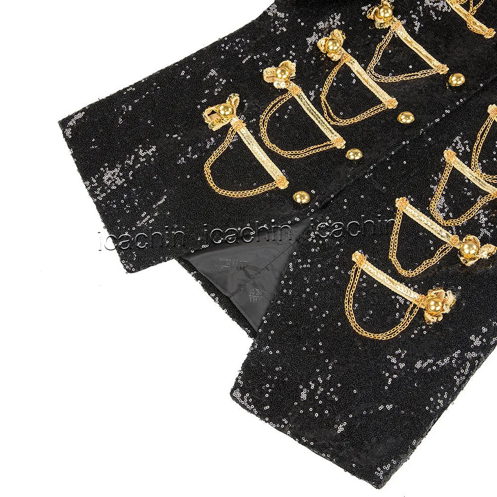 Tamburino Chain-Front Sequin Blazer