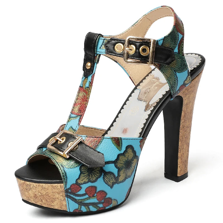 Fiorella Floral T-Strap Sandals