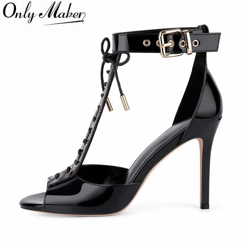 Allacciata Lace-Up T-Strap Stiletto Sandals