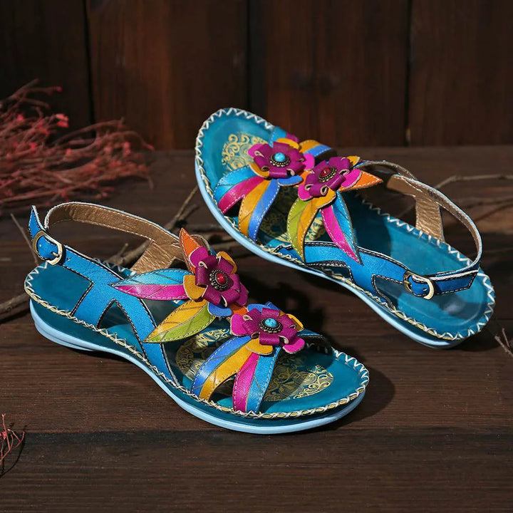 Giardino Floral Leather Sandals
