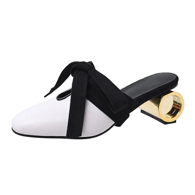 Anello Cylinder-Heel Bow Mules