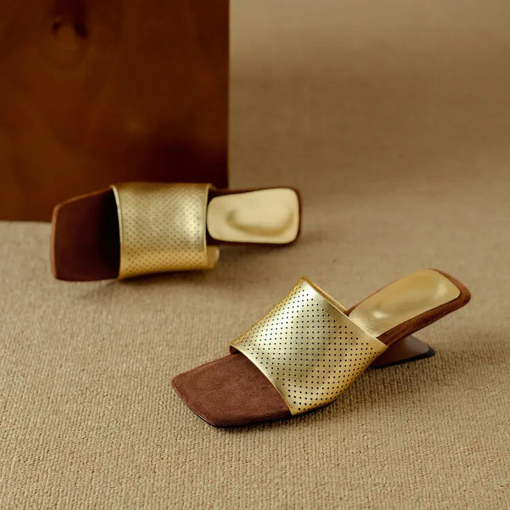 Punzone Perforated Leather Mules