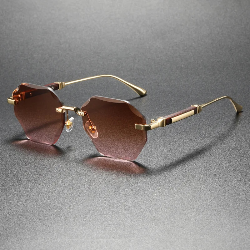 Sfaccettato Rimless Polygon Sunglasses