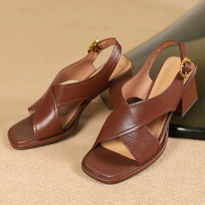 Vittoria Leather Cross Heels