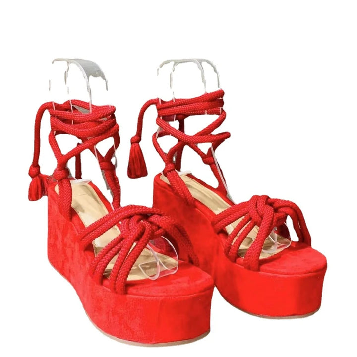 Nodino Braided Rope Platform Wedges