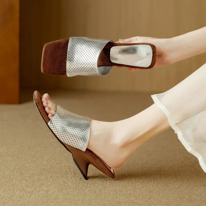 Punzone Perforated Leather Mules