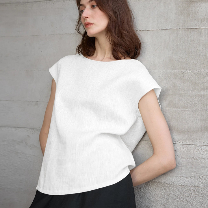Claudette Cap Sleeve Linen Top