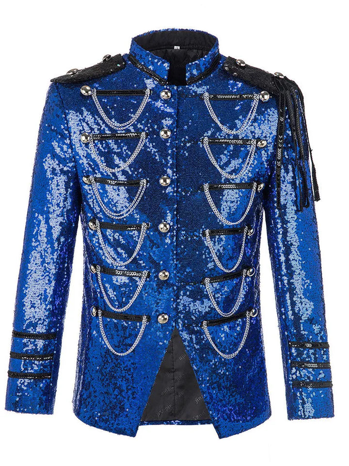 Tamburino Chain-Front Sequin Blazer