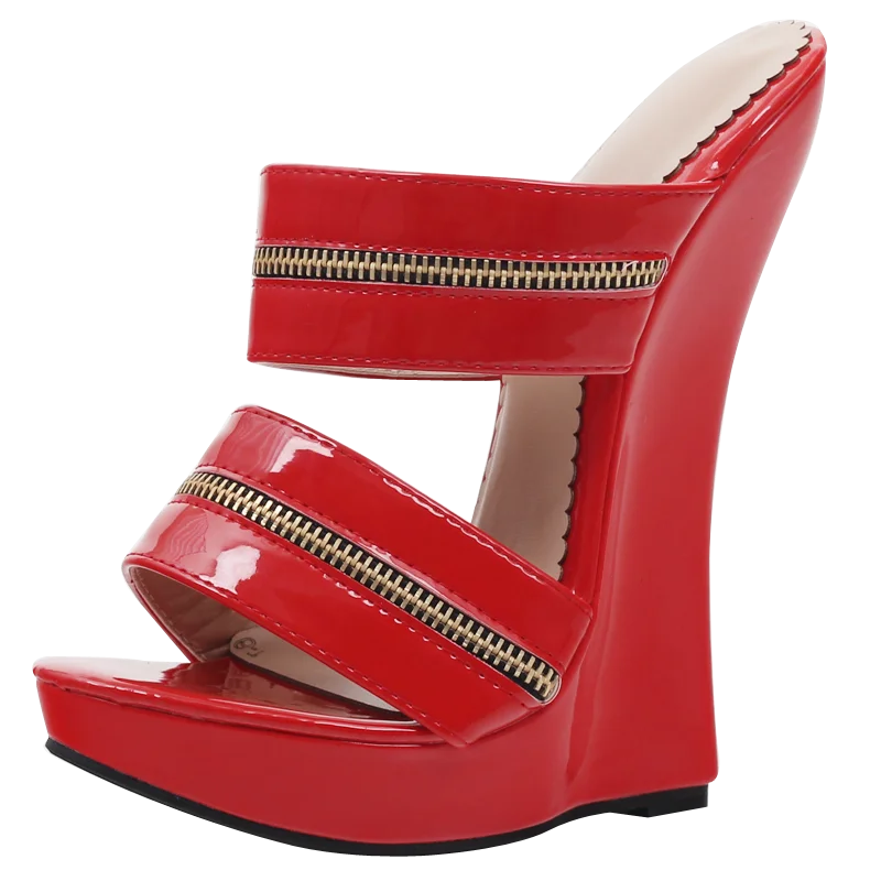 Cerniera Zip-Strap Platform Wedges