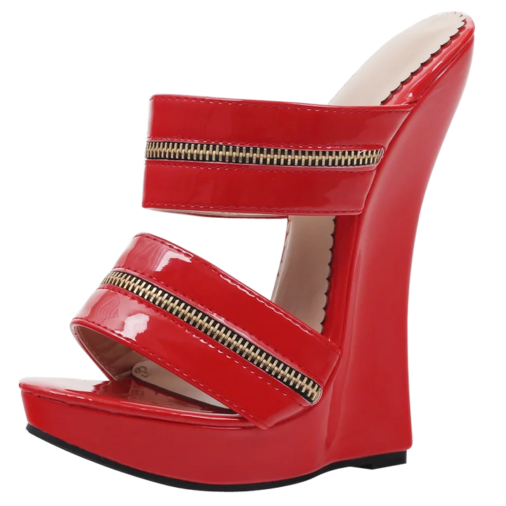 Cerniera Zip-Strap Platform Wedges