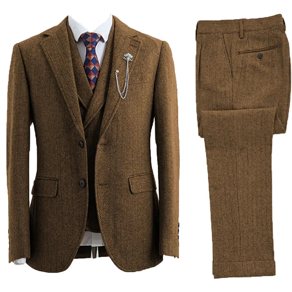 Lisca Herringbone Three-Piece Suit
