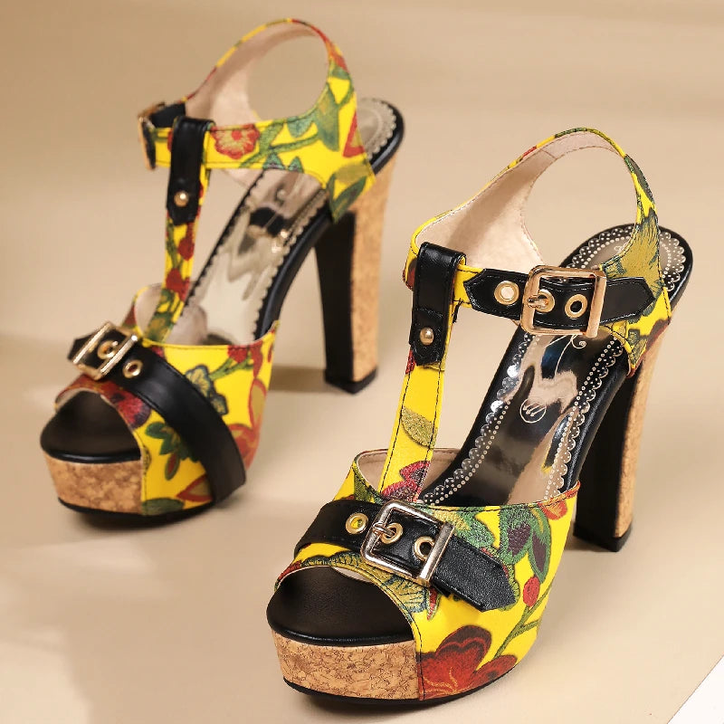 Fiorella Floral T-Strap Sandals