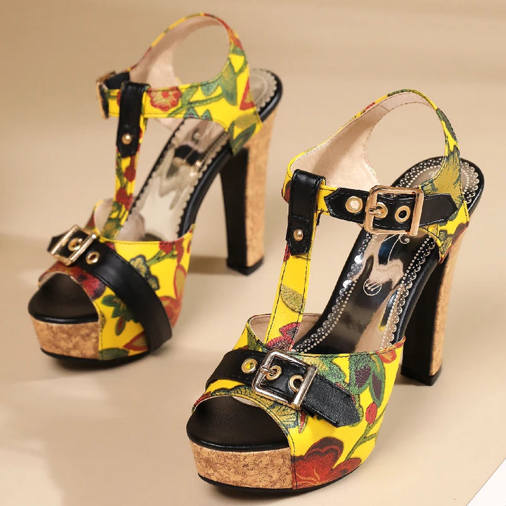 Fiorella Floral T-Strap Sandals