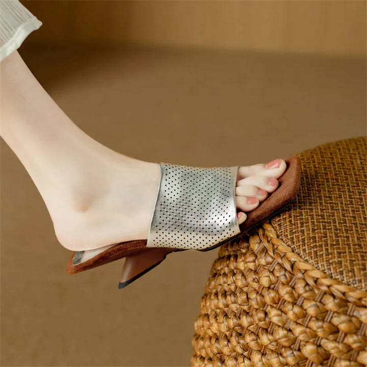 Punzone Perforated Leather Mules