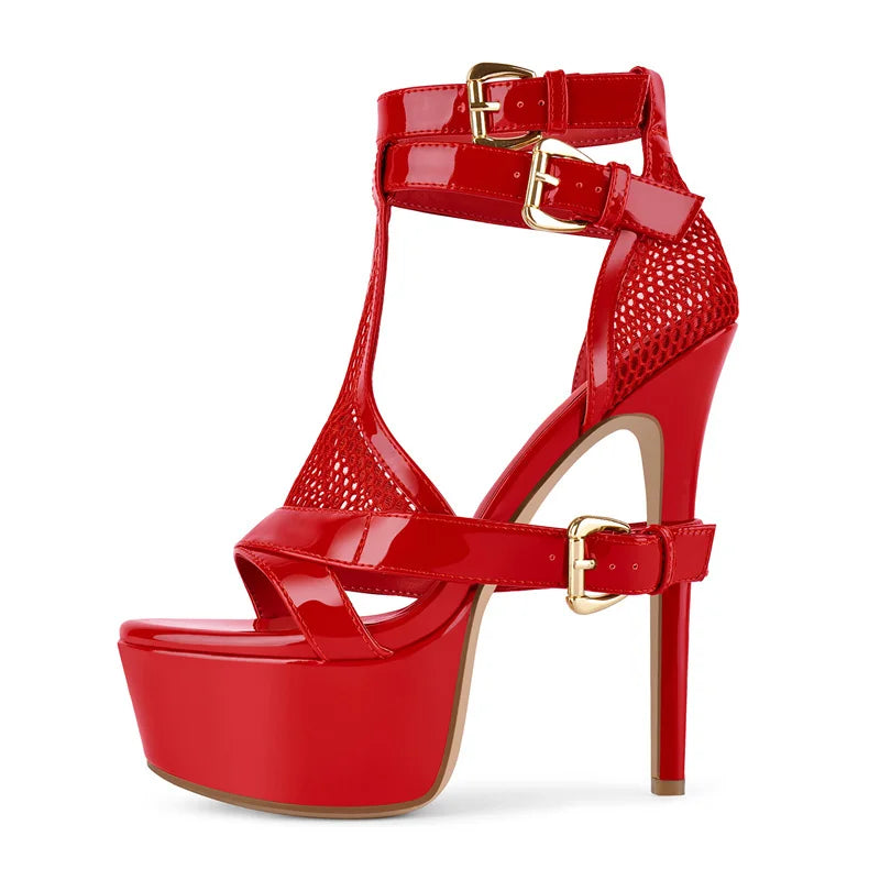 Rete Mesh Platform Stiletto Sandals