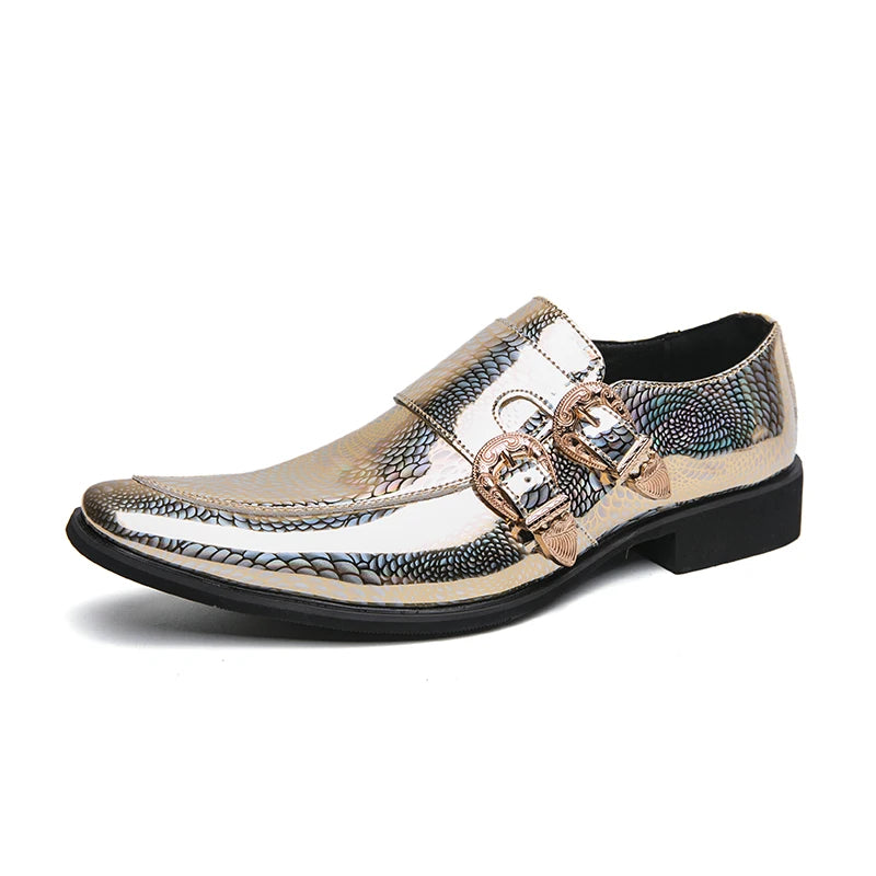 Iridiana Buckle Snake Loafers