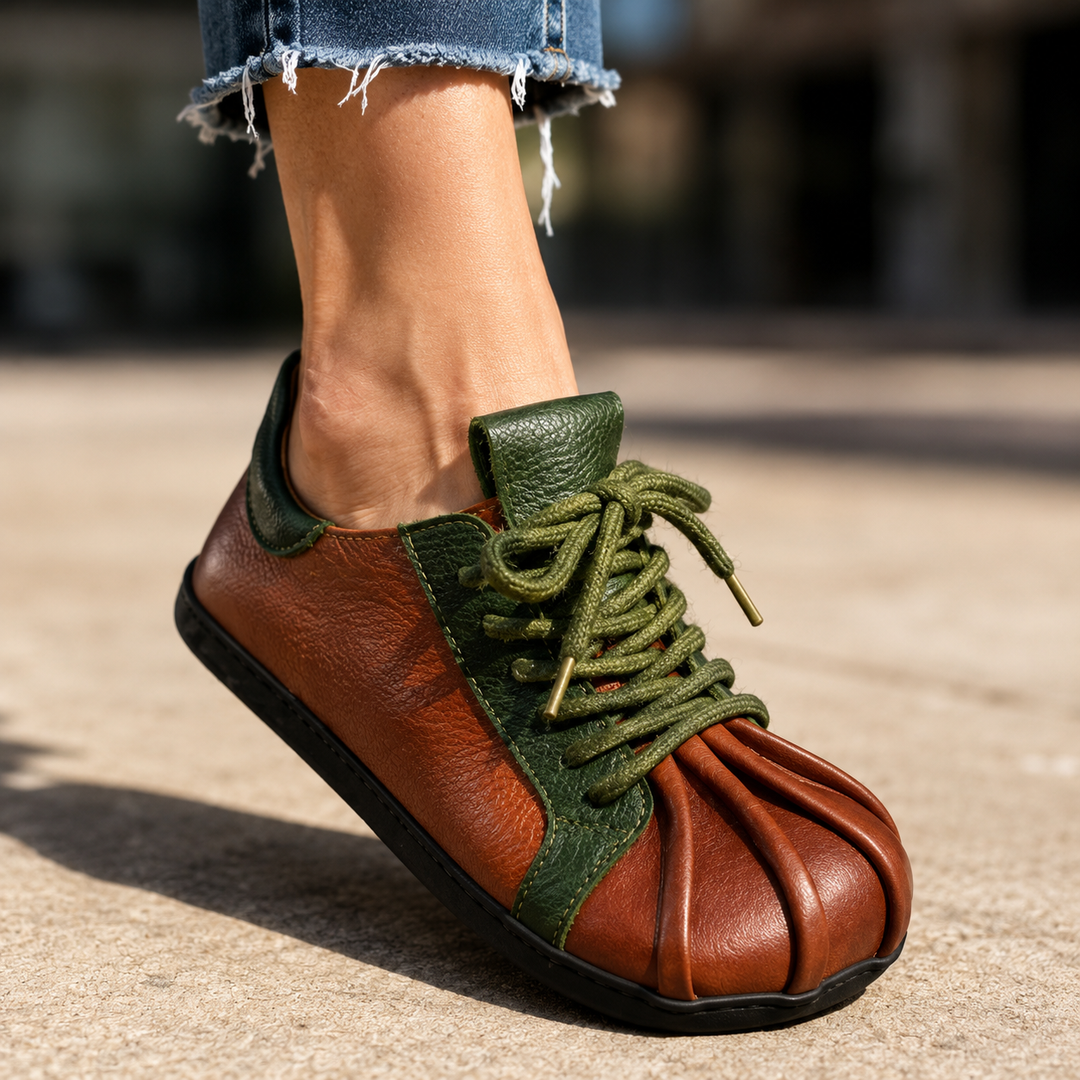 Sartina Pleated-Toe Lace-Up Sneakers
