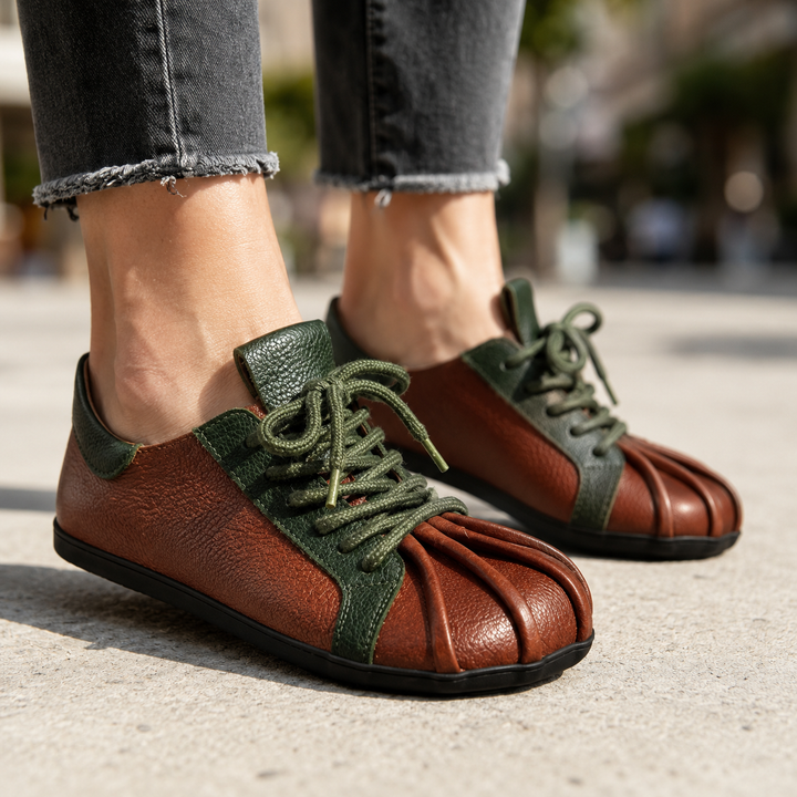 Sartina Pleated-Toe Lace-Up Sneakers