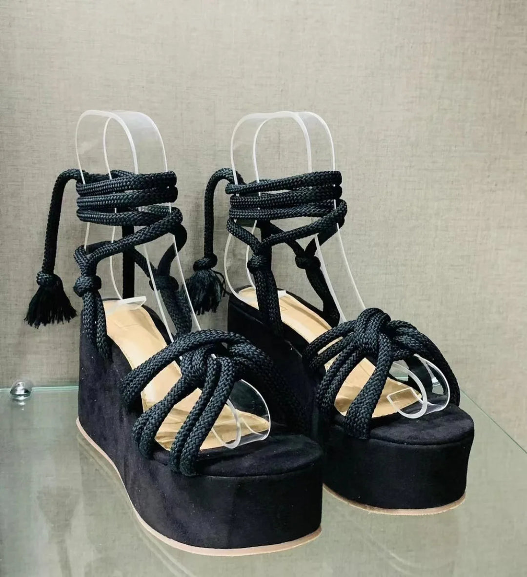 Nodino Braided Rope Platform Wedges