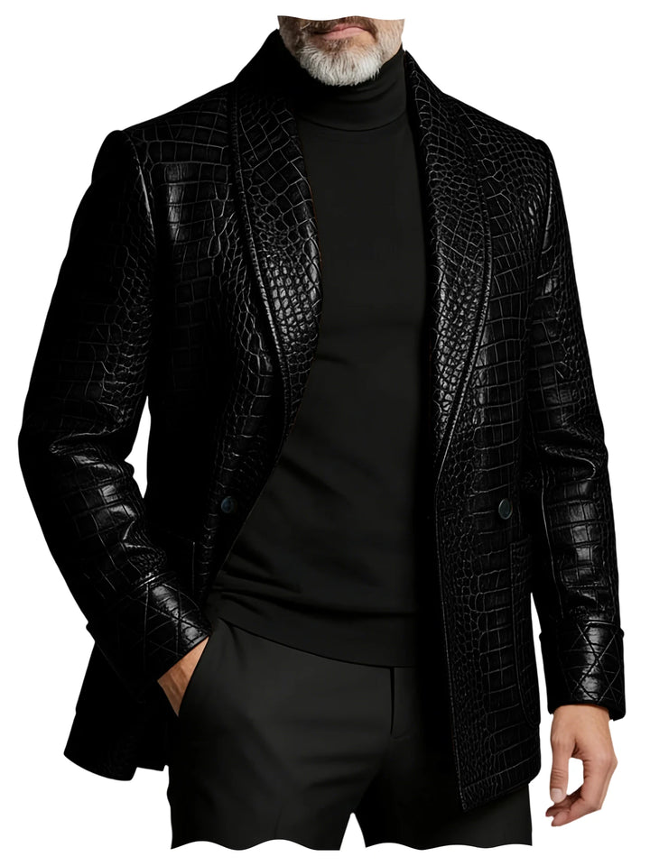 Caimano Croc-Embossed Leather Blazer