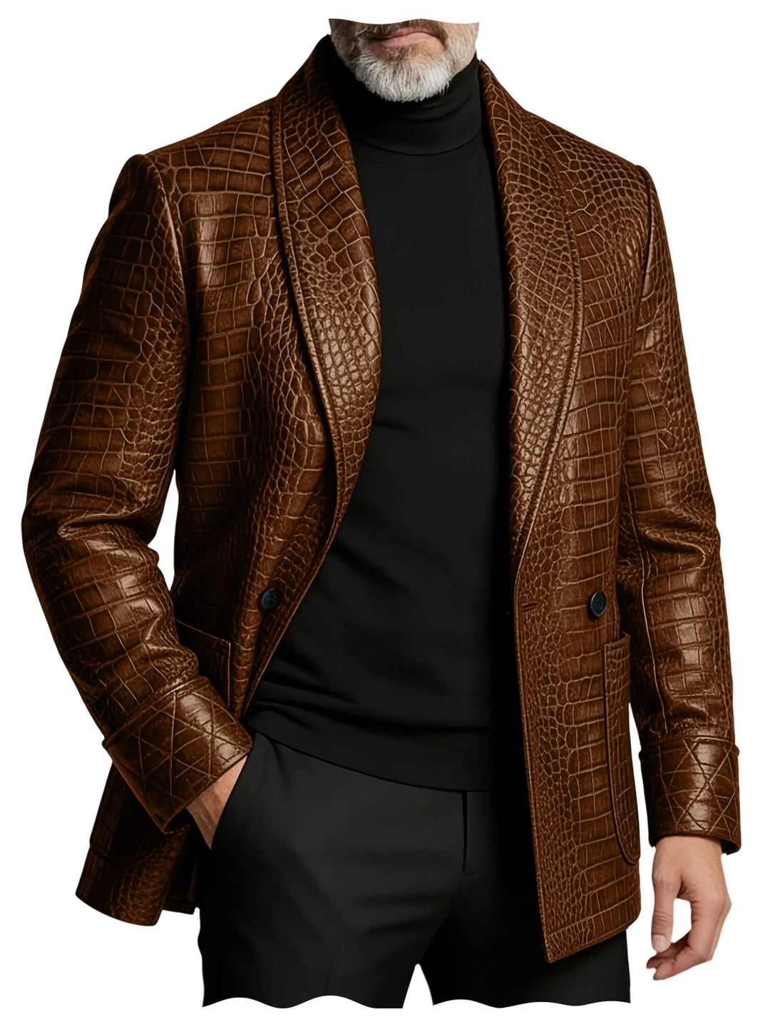 Caimano Croc-Embossed Leather Blazer