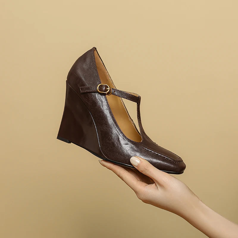 Cortigiana T-Strap Wedge Pumps