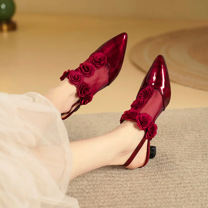 Rosellina Floral Mesh Slingback Pumps